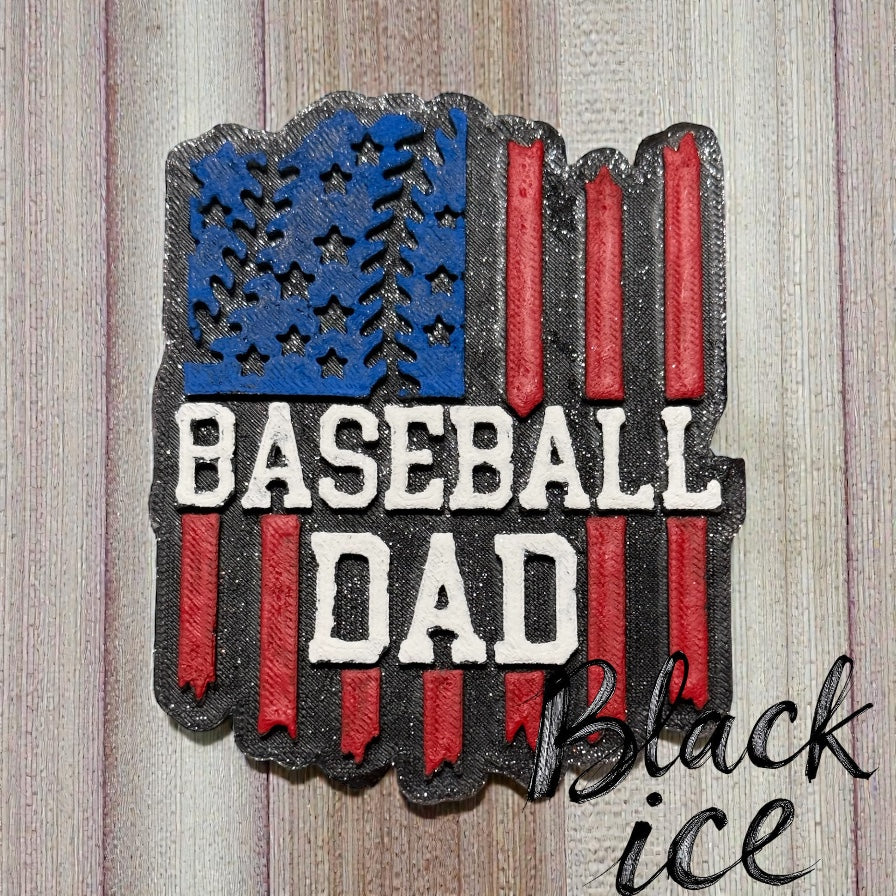 Baseball Dad Car Freshie,Patriotic American Flag,Black Ice Scent, Sports Dad Gift ,Auto Air Freshener
