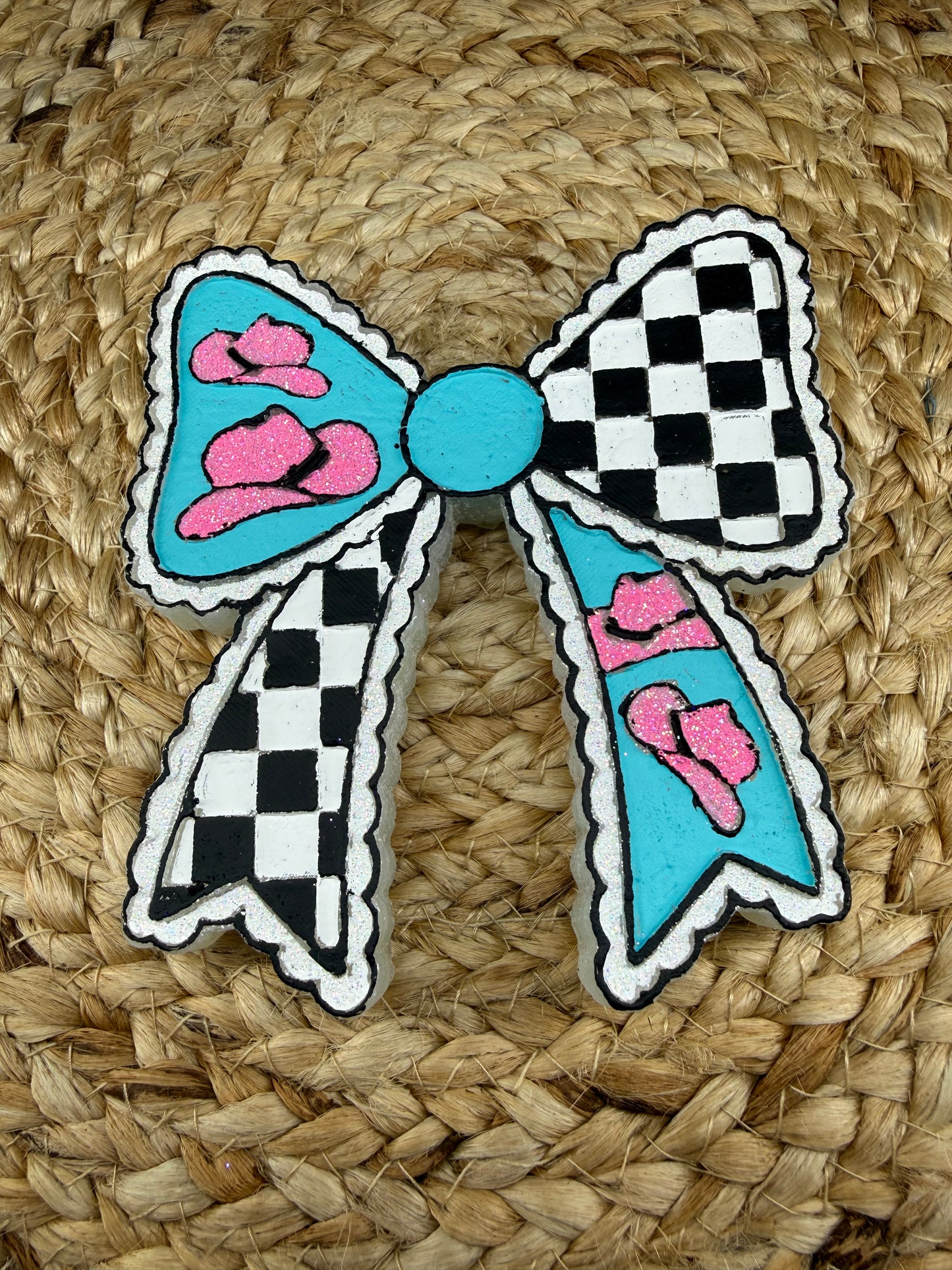 Checked pick cowboy hat bow car freshie SCENT Baja cactus