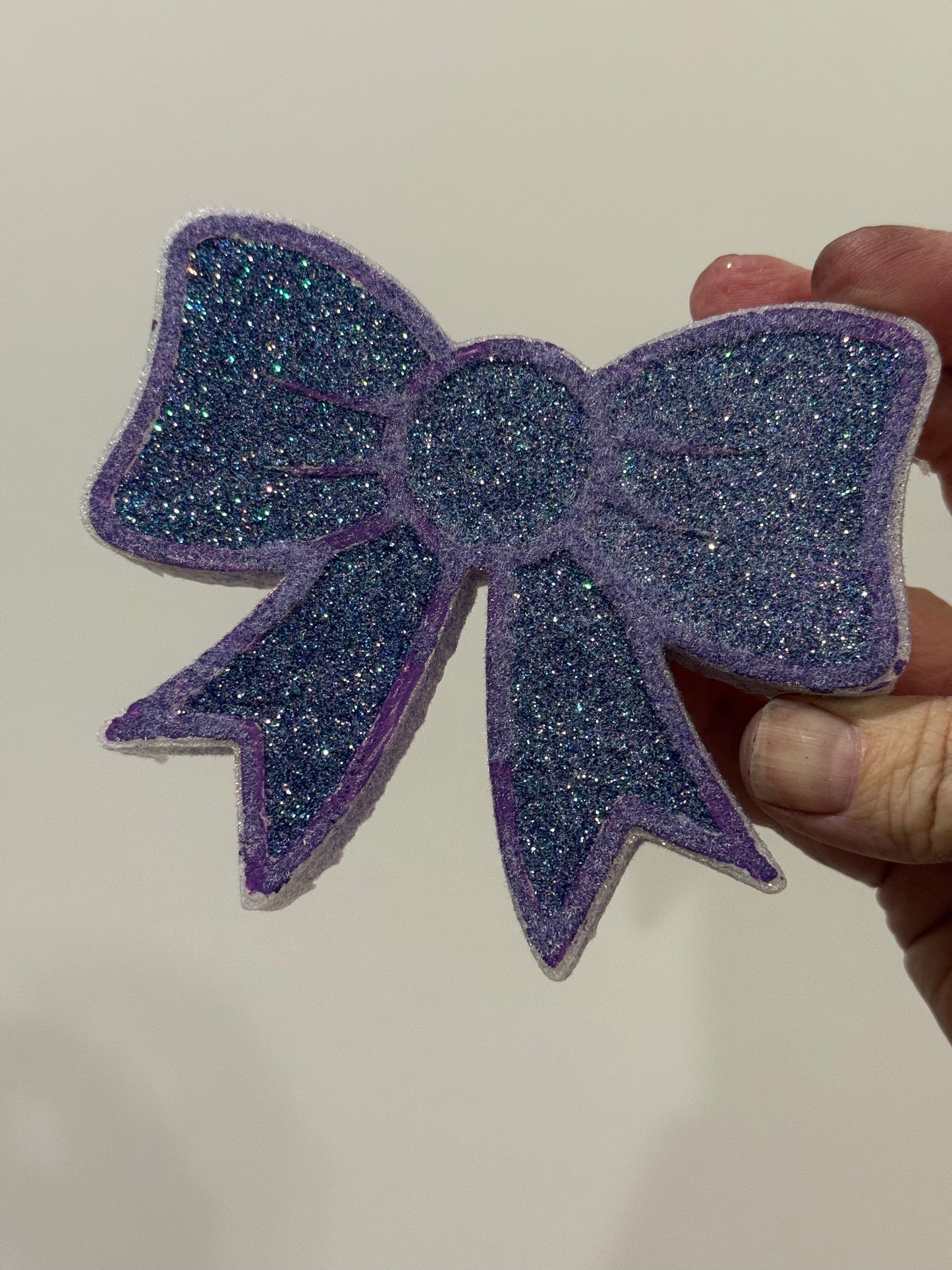 Purple glitter bow car freshie— ready to ship— scent strawberry leather
