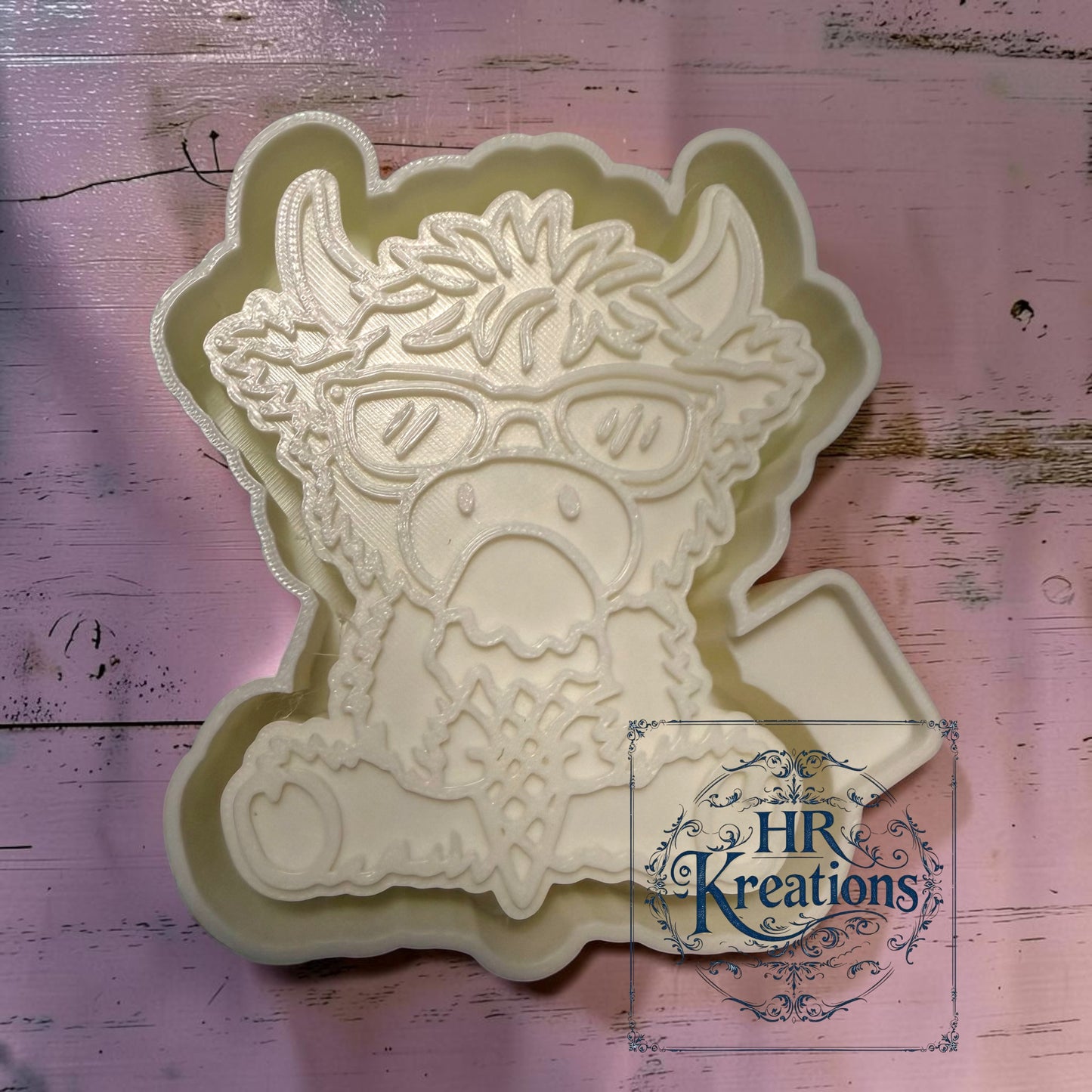 Cow with glasses and ice cream cone silicone mold