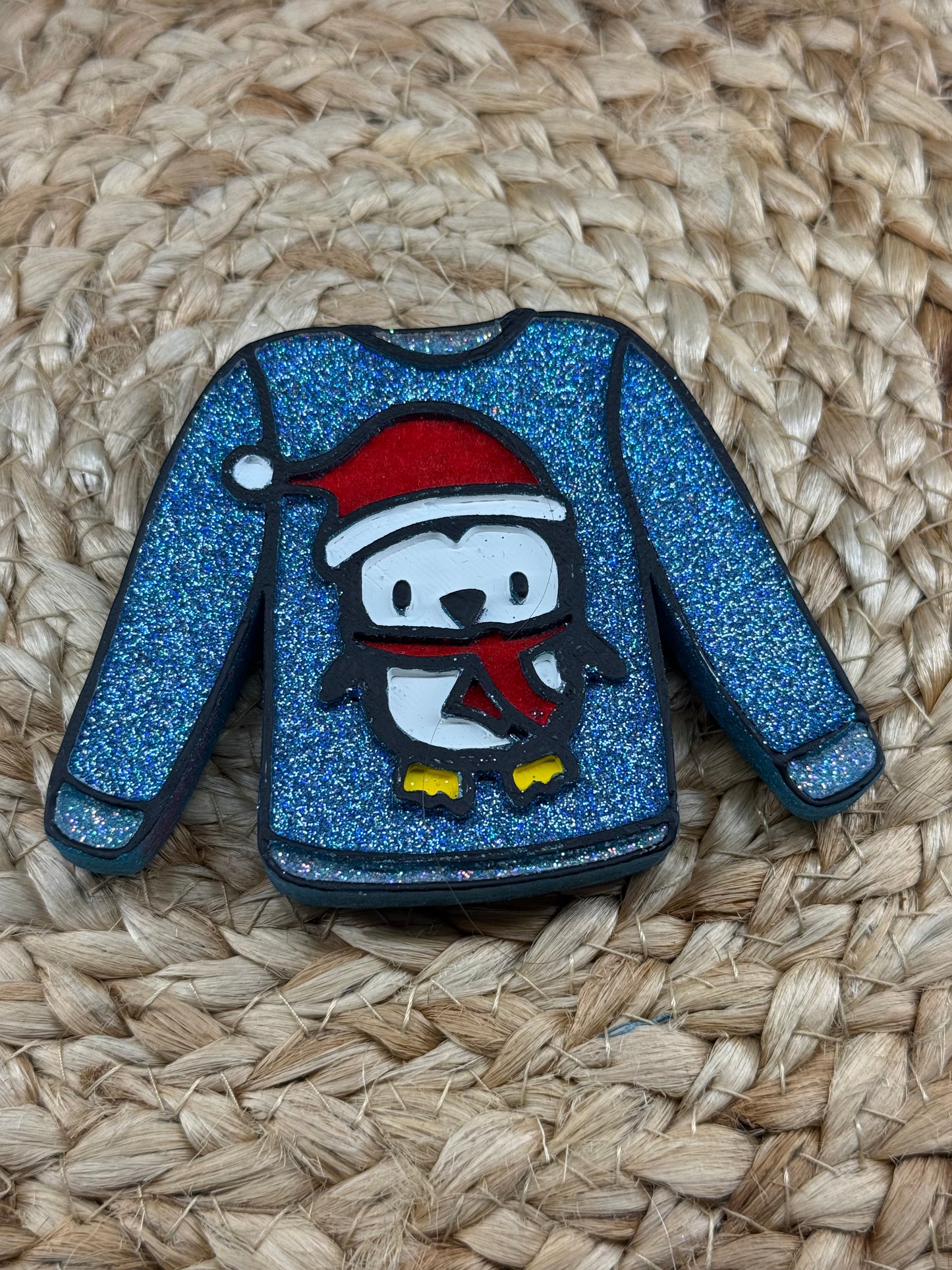 Penguin Sweater Car Freshie | Scent Vanilla Iced woods | Handmade Long-Lasting Auto Air Freshener