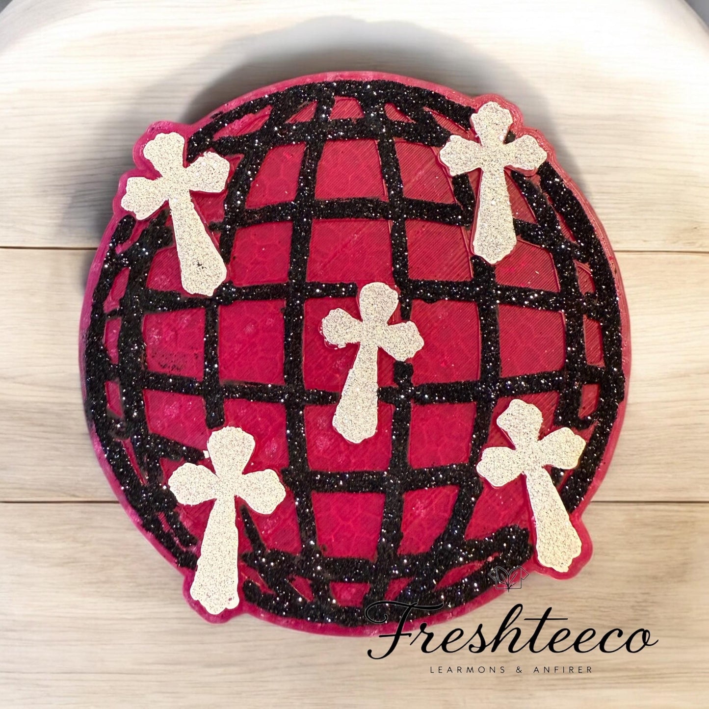 Faith-Inspired Cross Globe Car Freshie – Scent Last Night Lashes