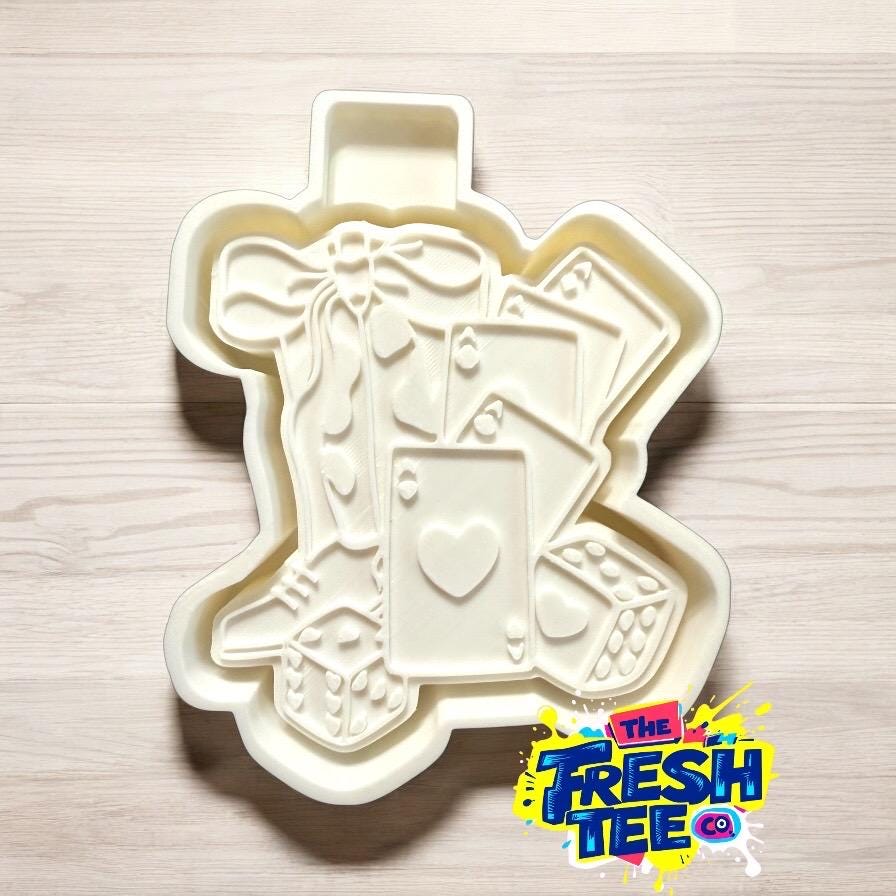 Western Boot WIth Playing Cards Silicone Freshie Mold