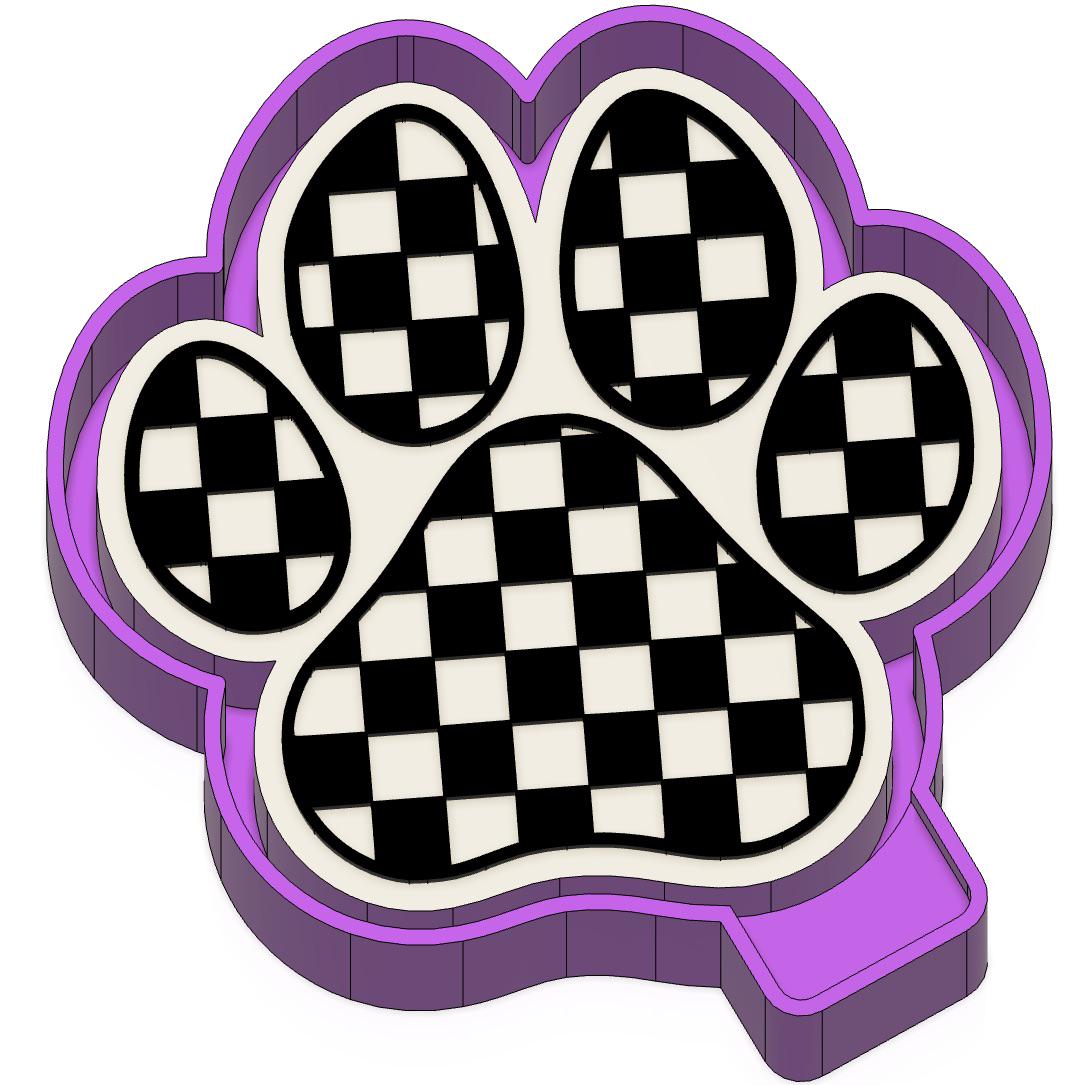 Checkered Dog Paw Silicone Mold