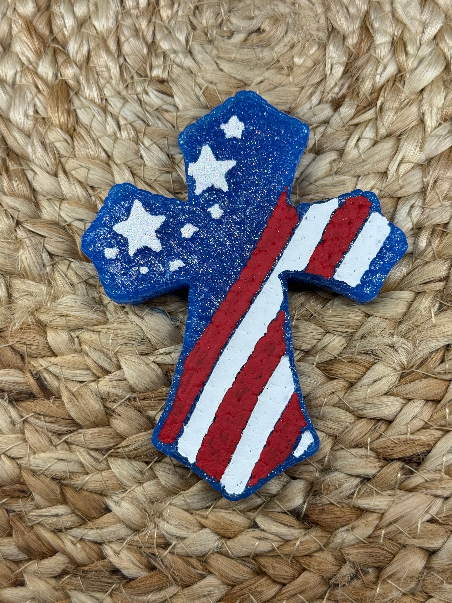 Flag Cross Car Freshie SCENT Thousand Wishes