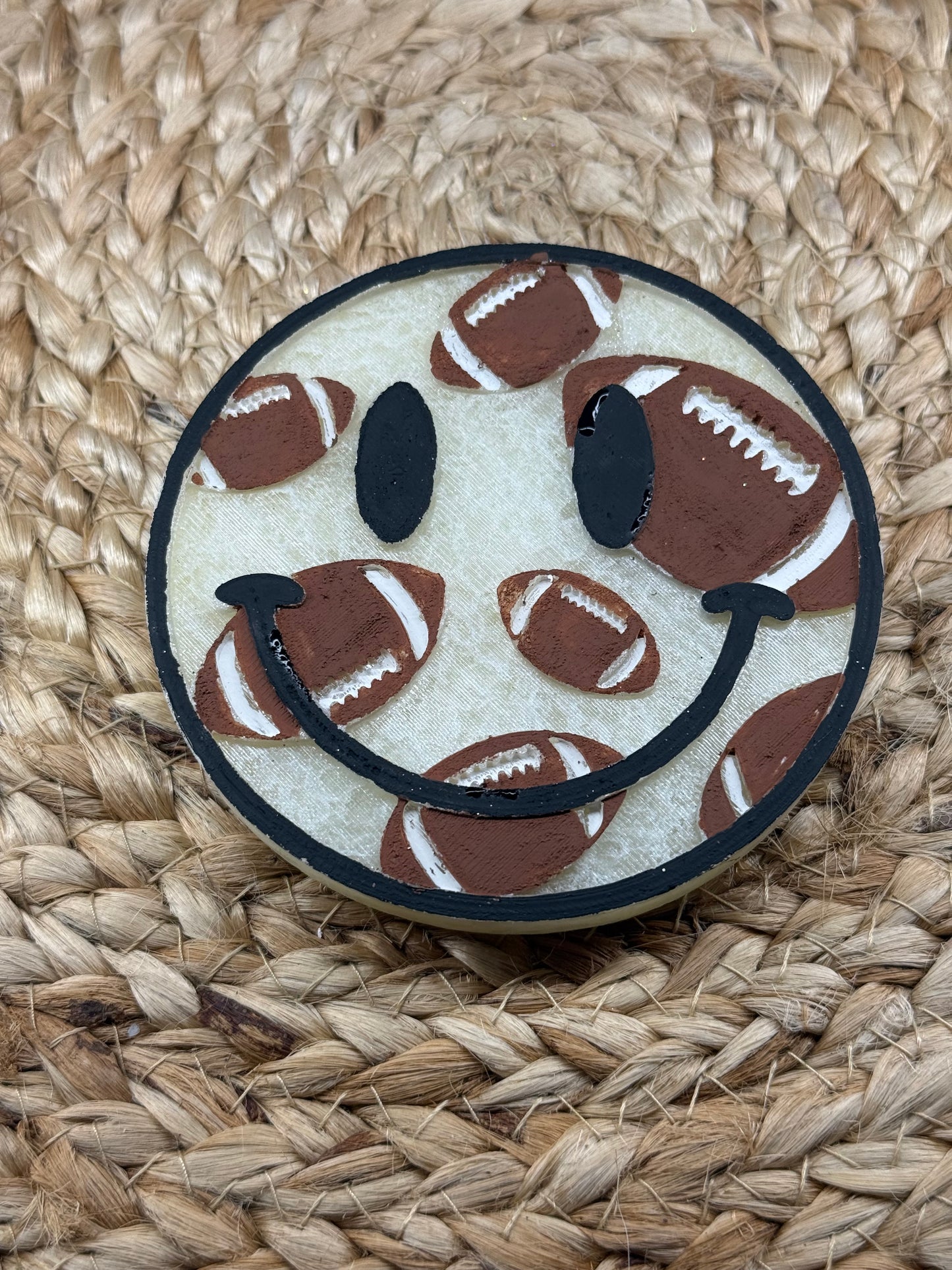 Happy Face Football Car Freshie SCENT Gingham