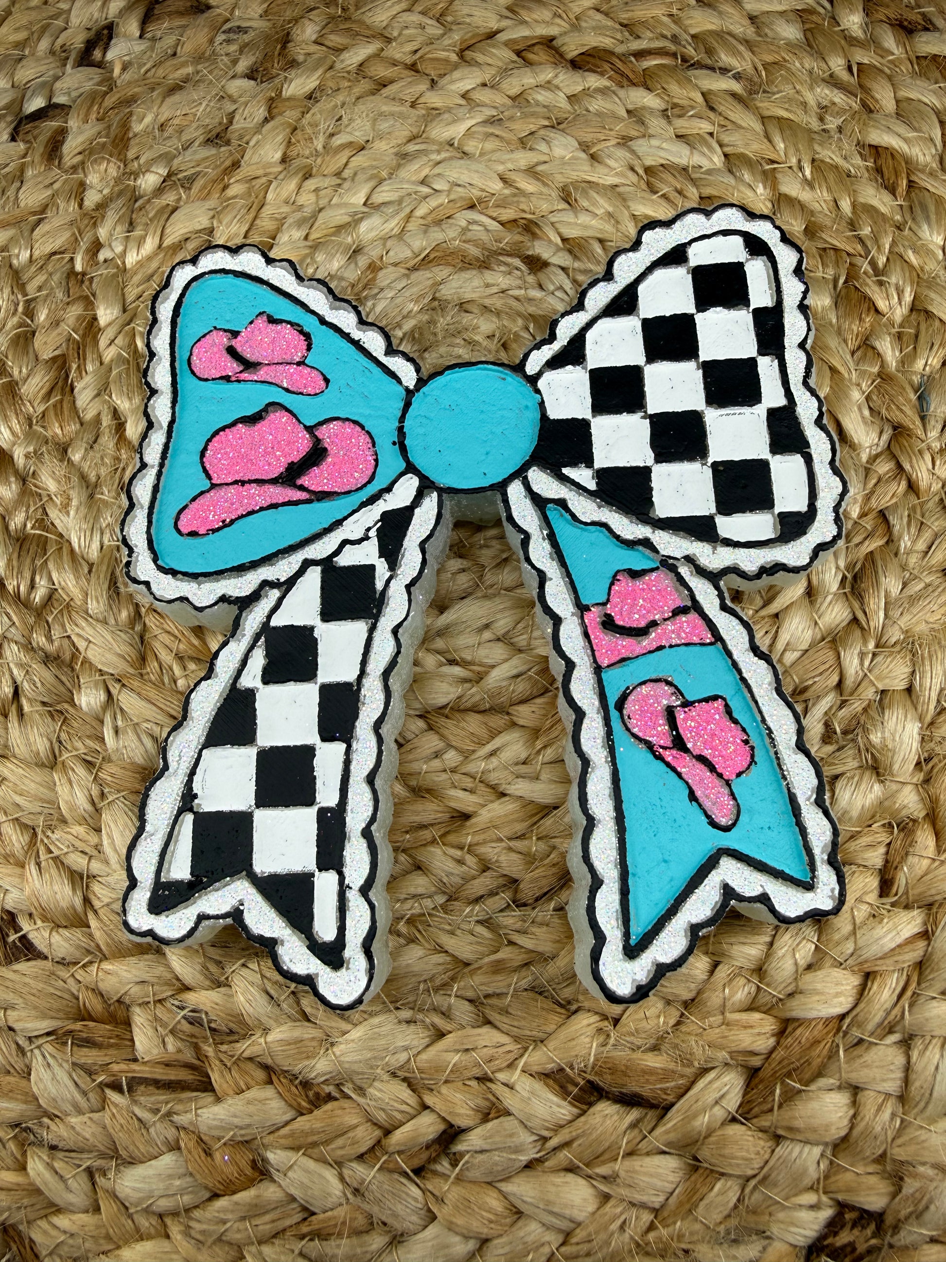 Checked pick cowboy hat bow car freshie SCENT Baja cactus 