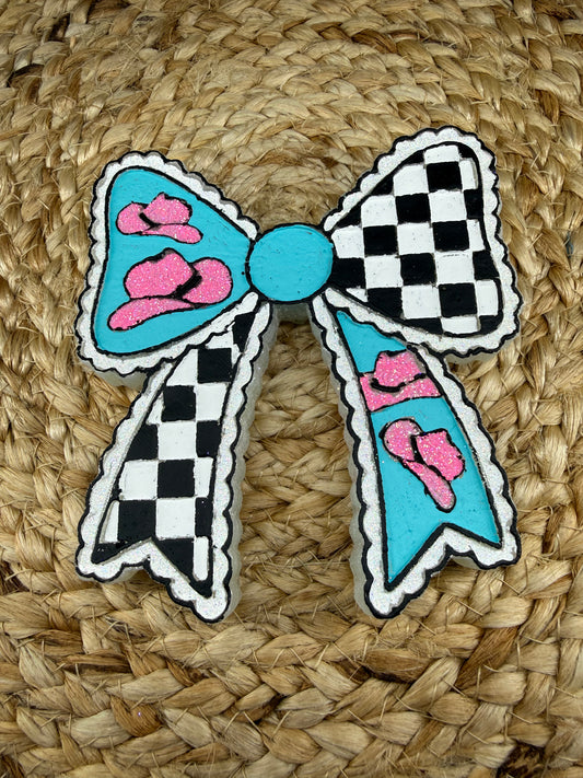 Checked pick cowboy hat bow car freshie SCENT Baja cactus 