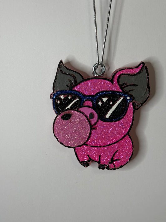 Pig Blowing Bubble  Car Freshie | [Scent Baja Cactus| Handmade Long-Lasting Auto Air Freshener