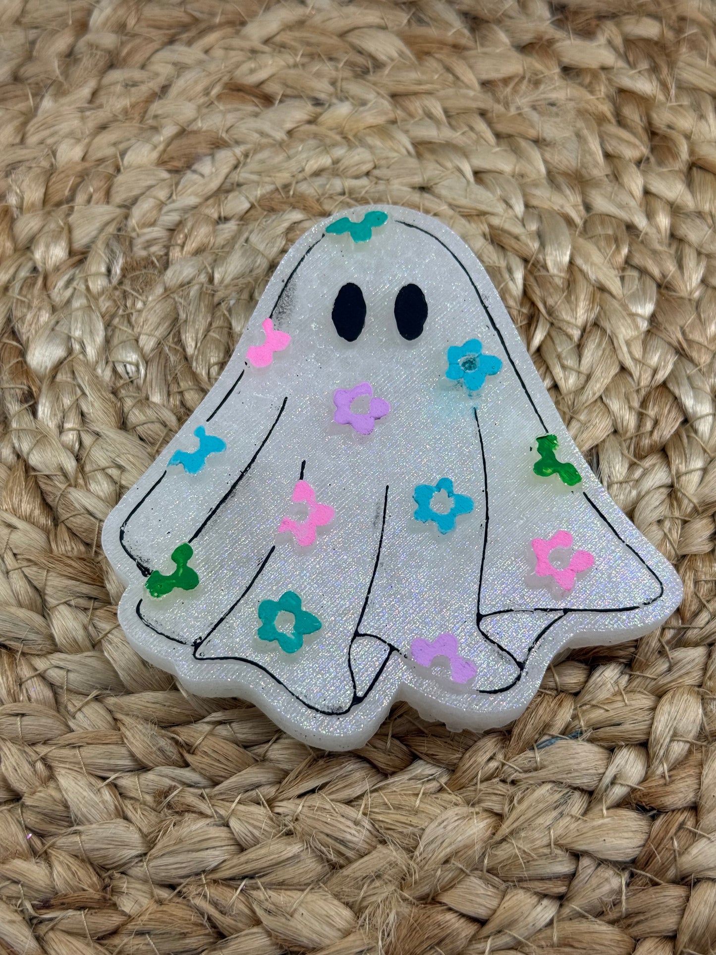 Floral Ghost Halloween Car Freshie | Scent Mystery | Handmade Long-Lasting Auto Air Freshener