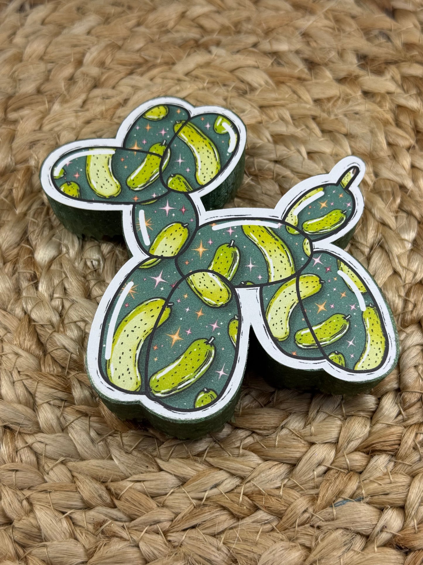 Pickle Balloon Dog Card stock Car Freshie | Scent Baja Cactus| Handmade Long-Lasting Auto Air Freshener