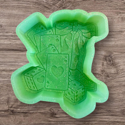 Western Boot WIth Playing Cards Silicone Freshie Mold 